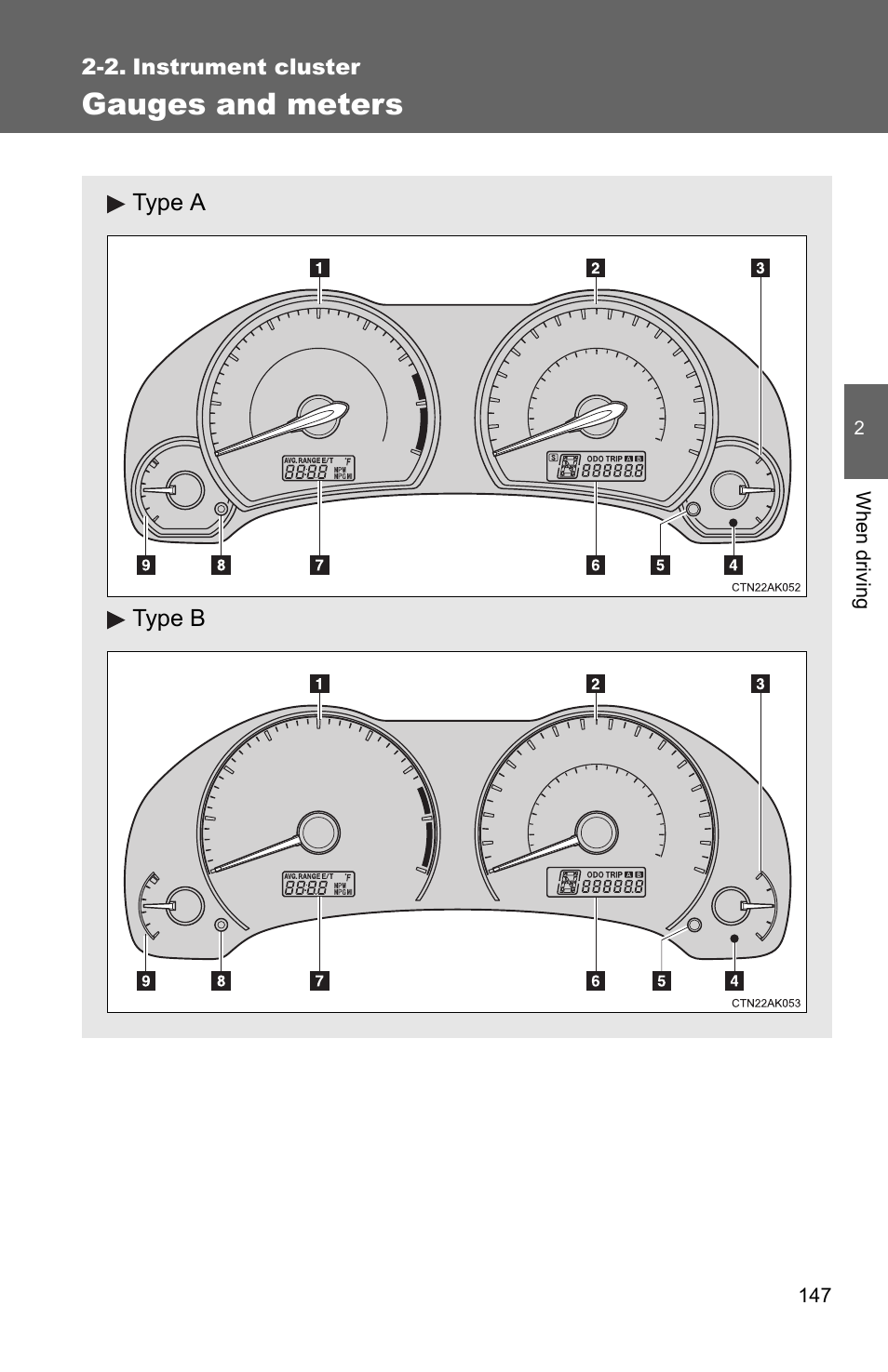 2. instrument cluster, Gauges and meters | TOYOTA 2011 Corolla User Manual | Page 170 / 524