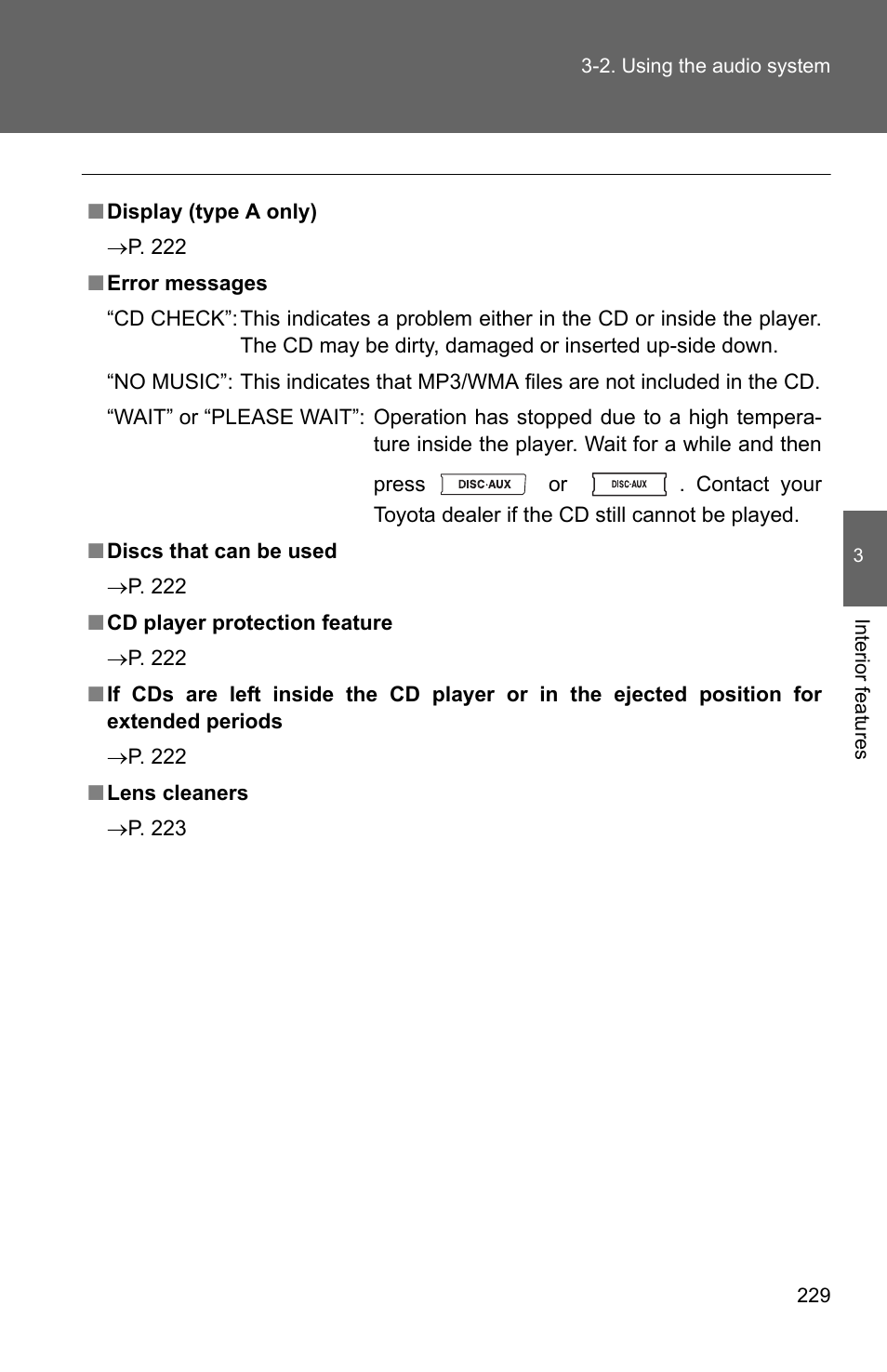 TOYOTA 2011 Corolla User Manual | Page 230 / 524