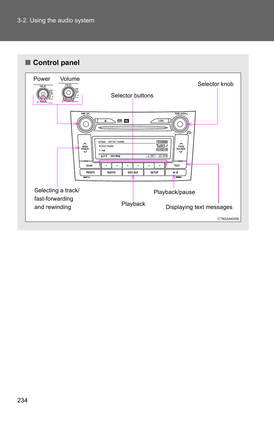 Control panel | TOYOTA 2011 Corolla User Manual | Page 235 / 524