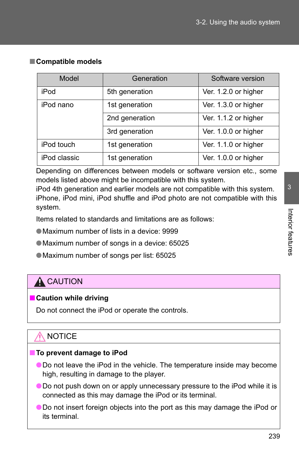 TOYOTA 2011 Corolla User Manual | Page 240 / 524