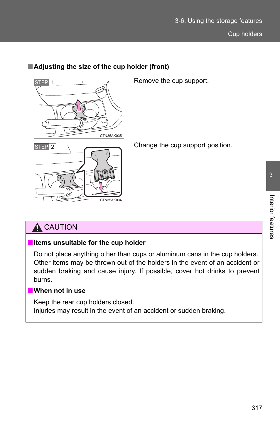 Caution | TOYOTA 2011 Corolla User Manual | Page 318 / 524