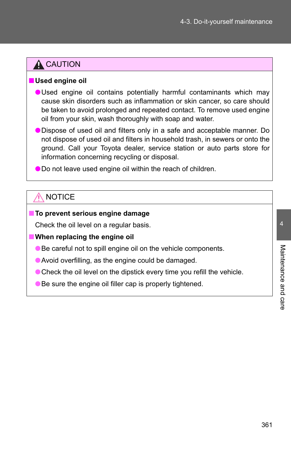 TOYOTA 2011 Corolla User Manual | Page 362 / 524