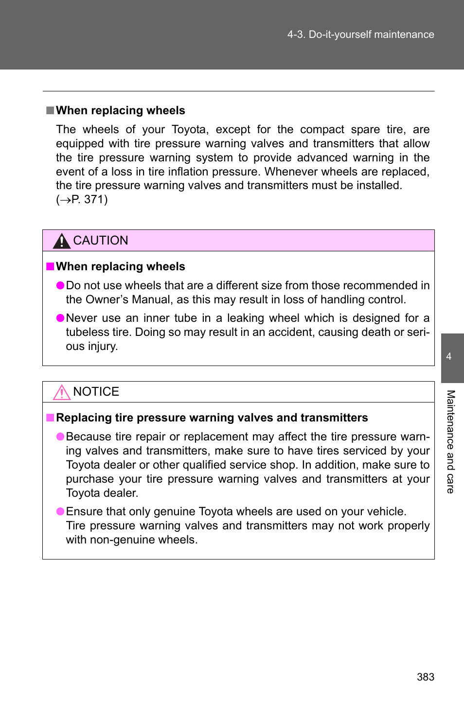 TOYOTA 2011 Corolla User Manual | Page 384 / 524