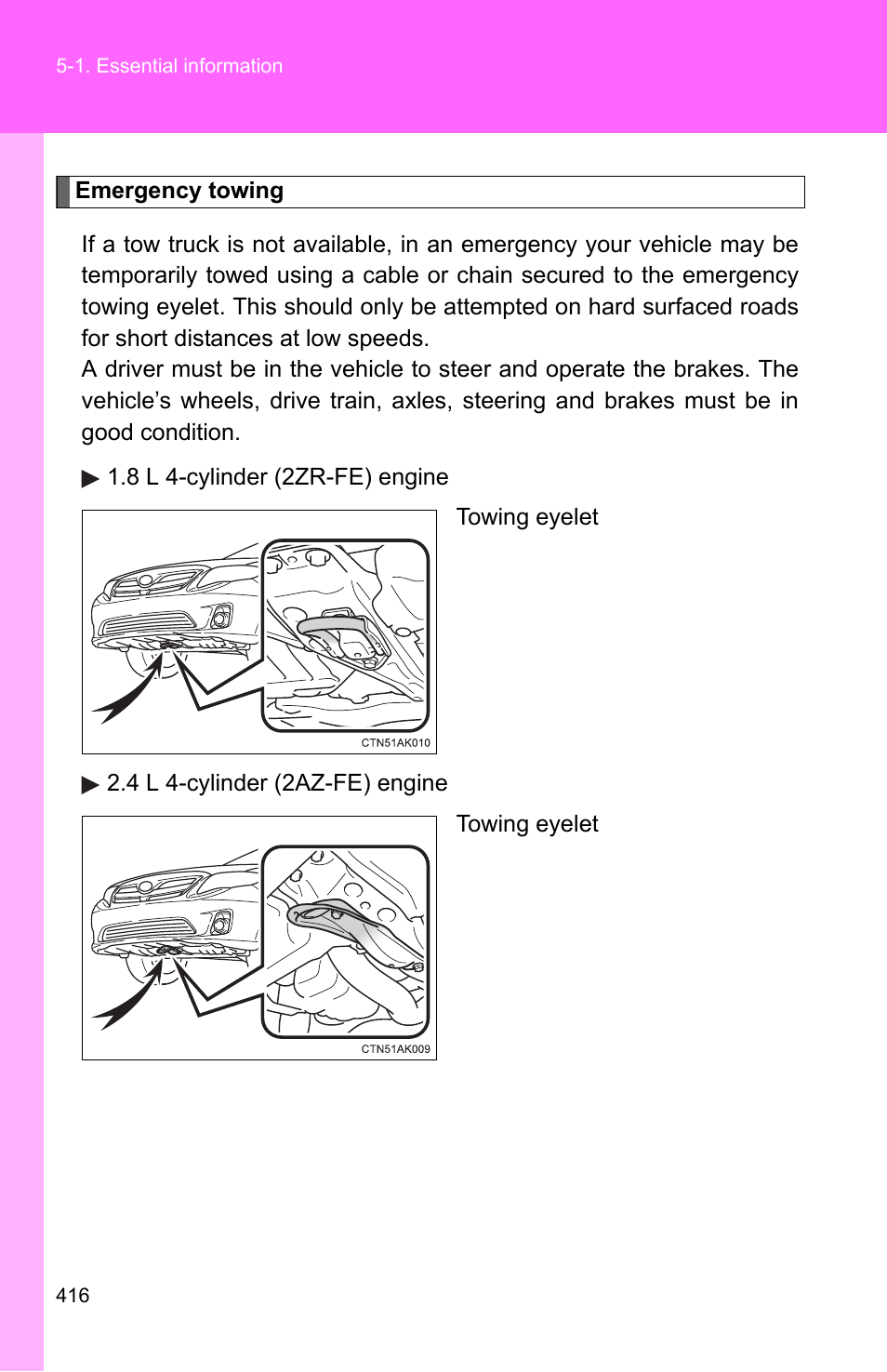 TOYOTA 2011 Corolla User Manual | Page 416 / 524