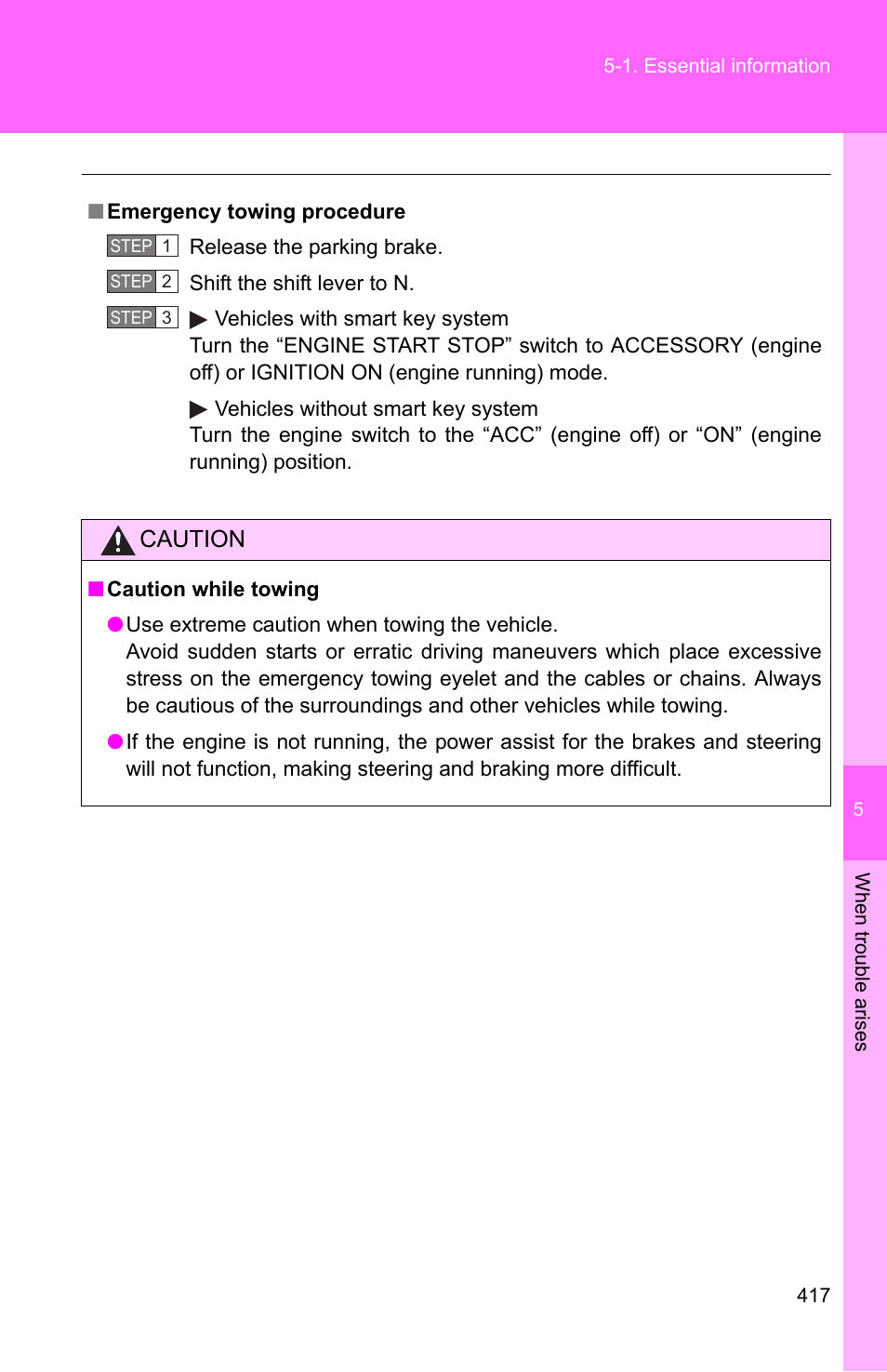 Caution | TOYOTA 2011 Corolla User Manual | Page 417 / 524