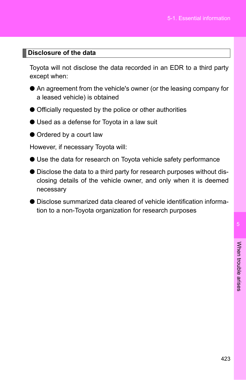 TOYOTA 2011 Corolla User Manual | Page 423 / 524