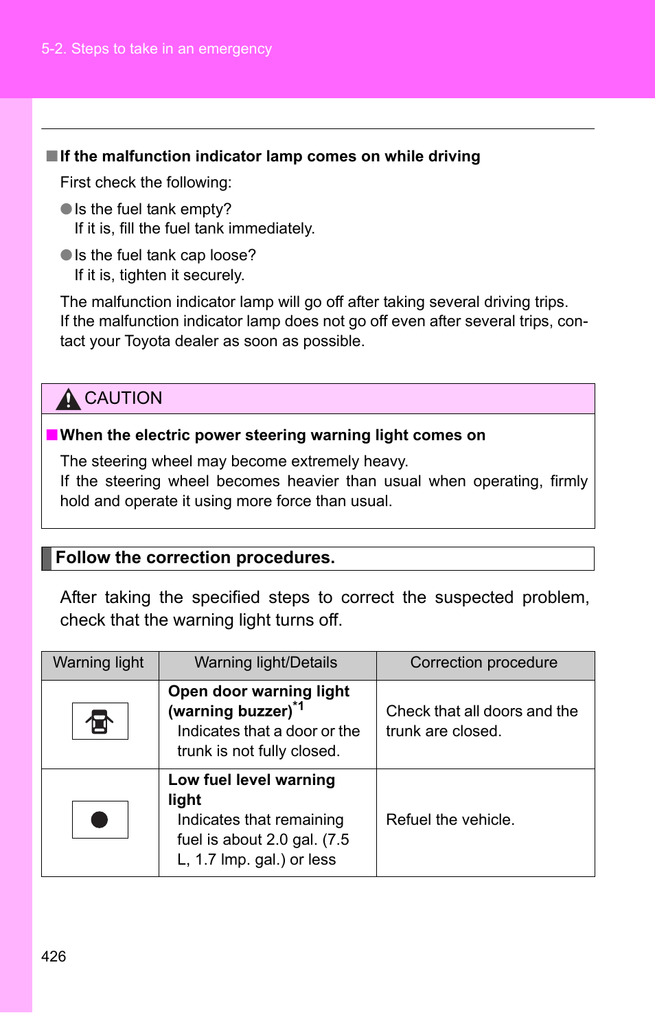 TOYOTA 2011 Corolla User Manual | Page 426 / 524