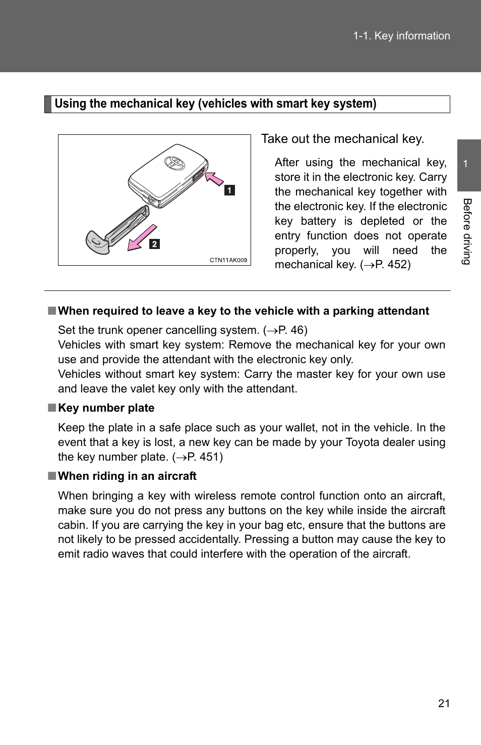 TOYOTA 2011 Corolla User Manual | Page 45 / 524