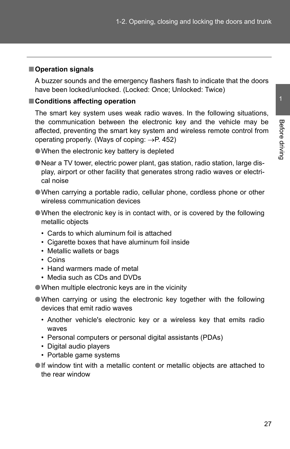 TOYOTA 2011 Corolla User Manual | Page 51 / 524