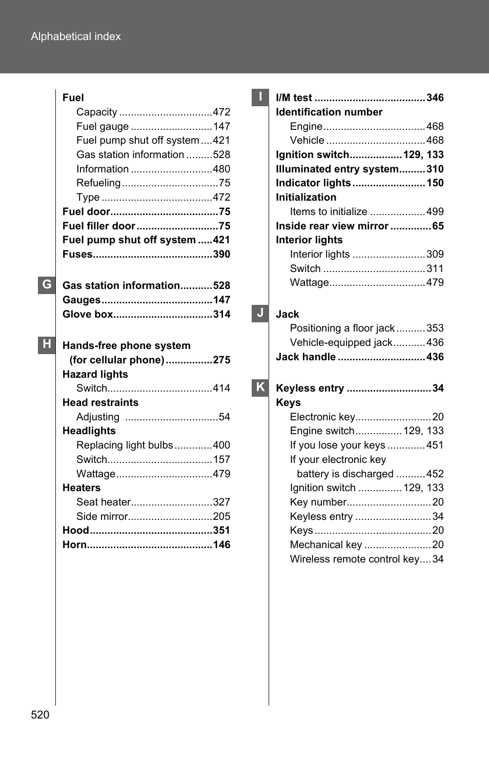 TOYOTA 2011 Corolla User Manual | Page 516 / 524