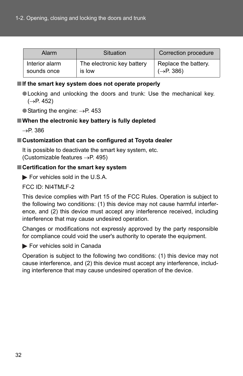 TOYOTA 2011 Corolla User Manual | Page 56 / 524