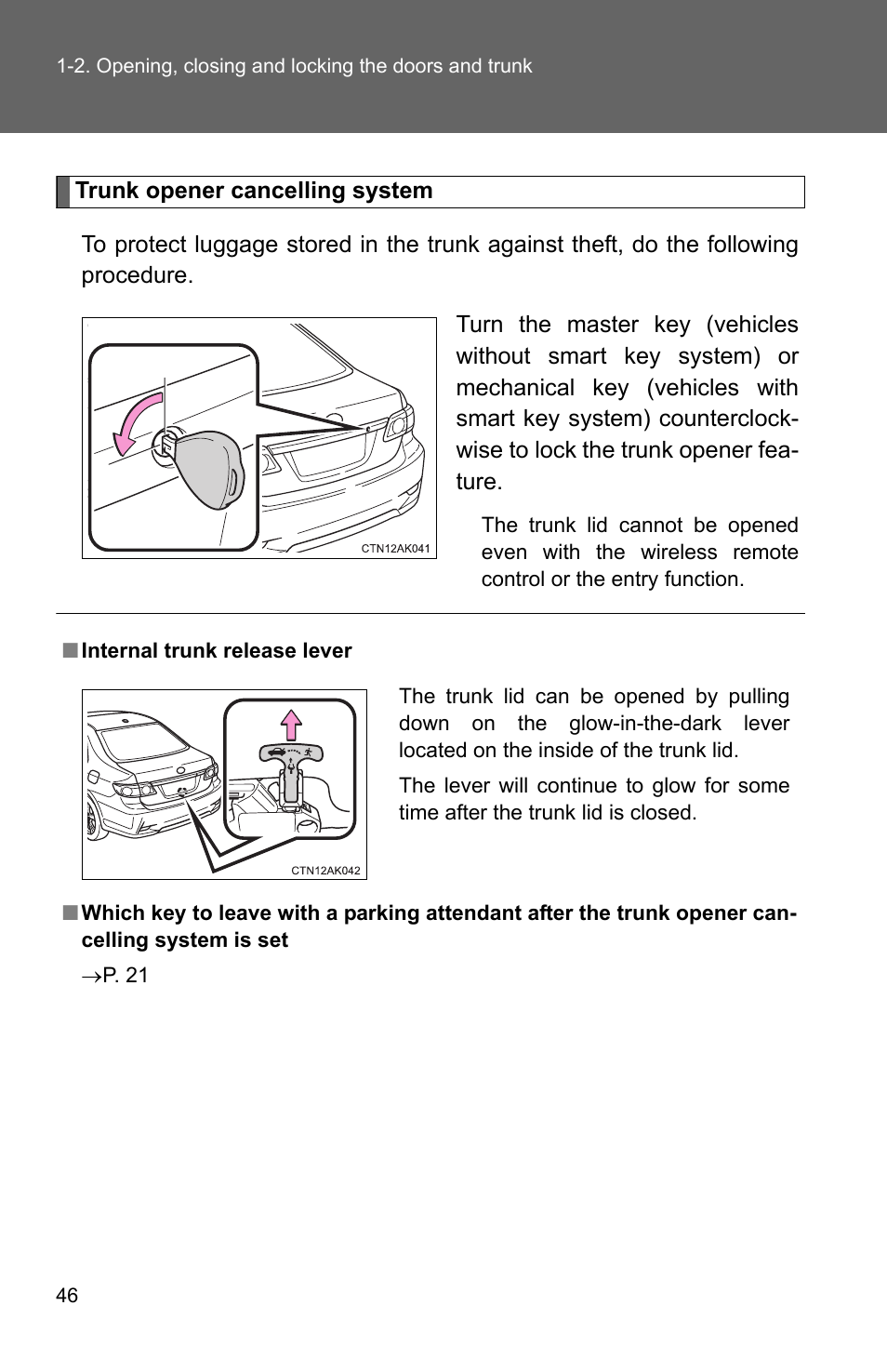 TOYOTA 2011 Corolla User Manual | Page 70 / 524