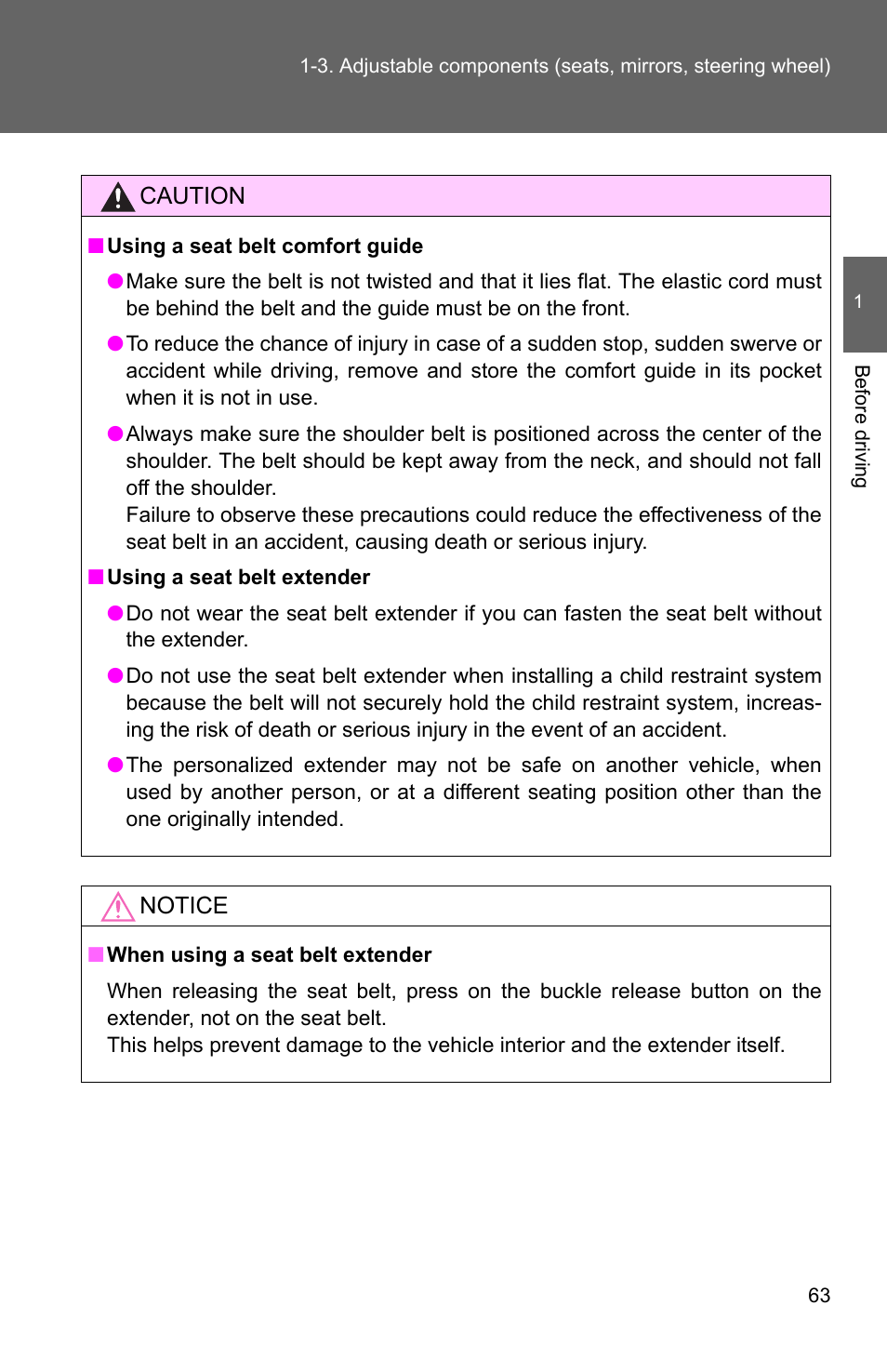 TOYOTA 2011 Corolla User Manual | Page 87 / 524