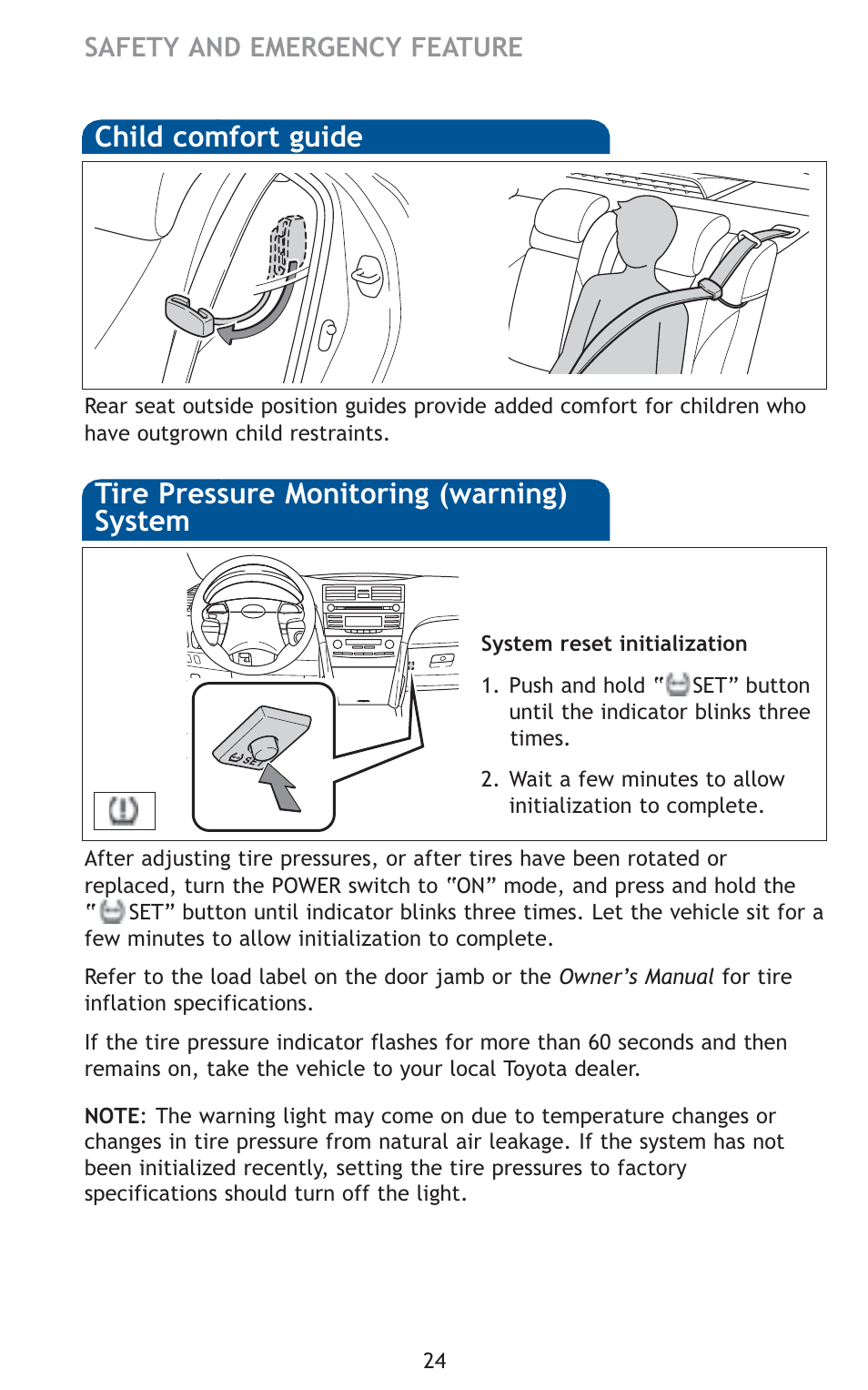 Safety and emergency feature | TOYOTA 2011 Camry HV User Manual | Page 18 / 519