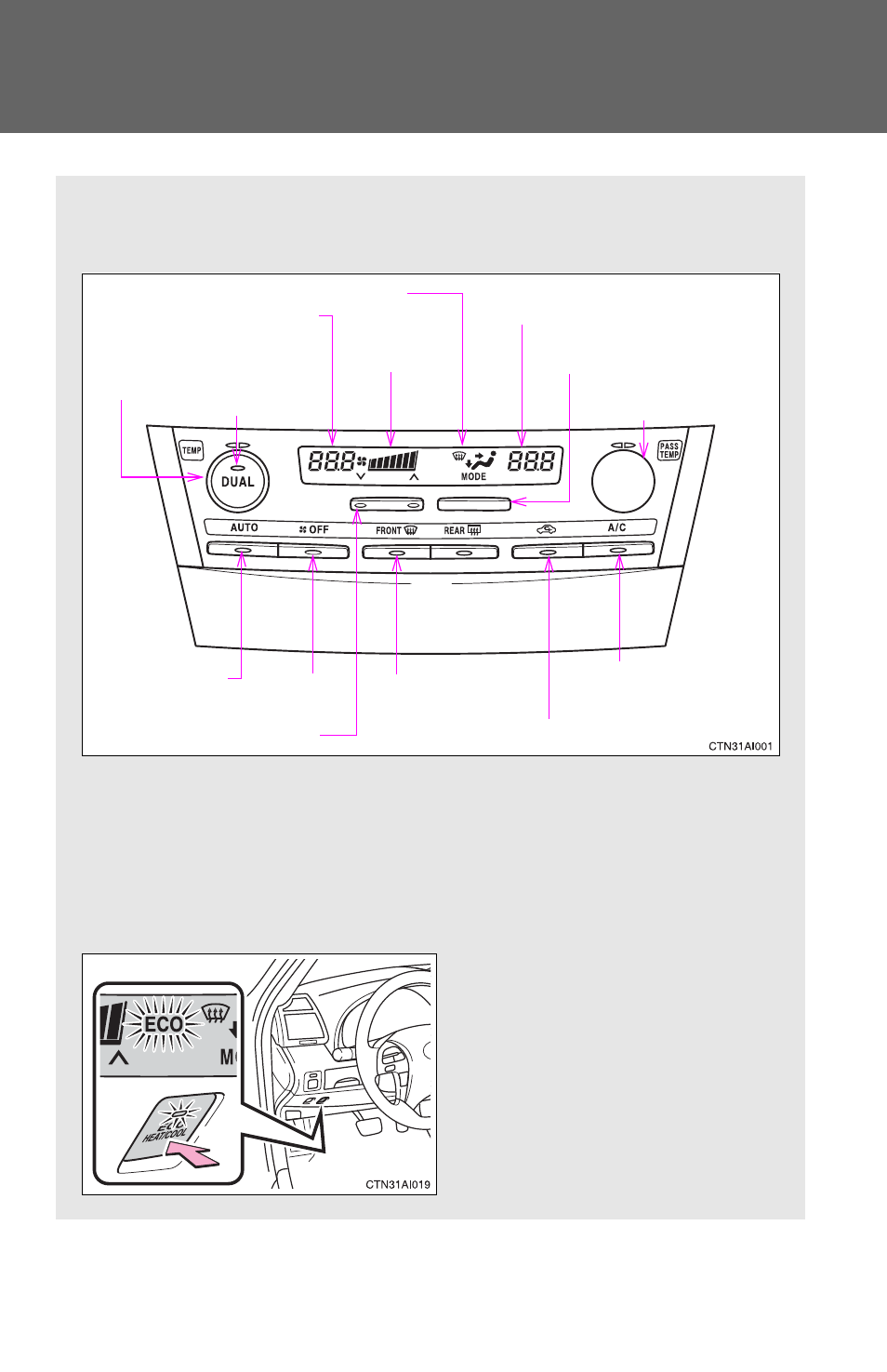 1. using the air conditioning system and defogger, Automatic air conditioning system | TOYOTA 2011 Camry HV User Manual | Page 199 / 519
