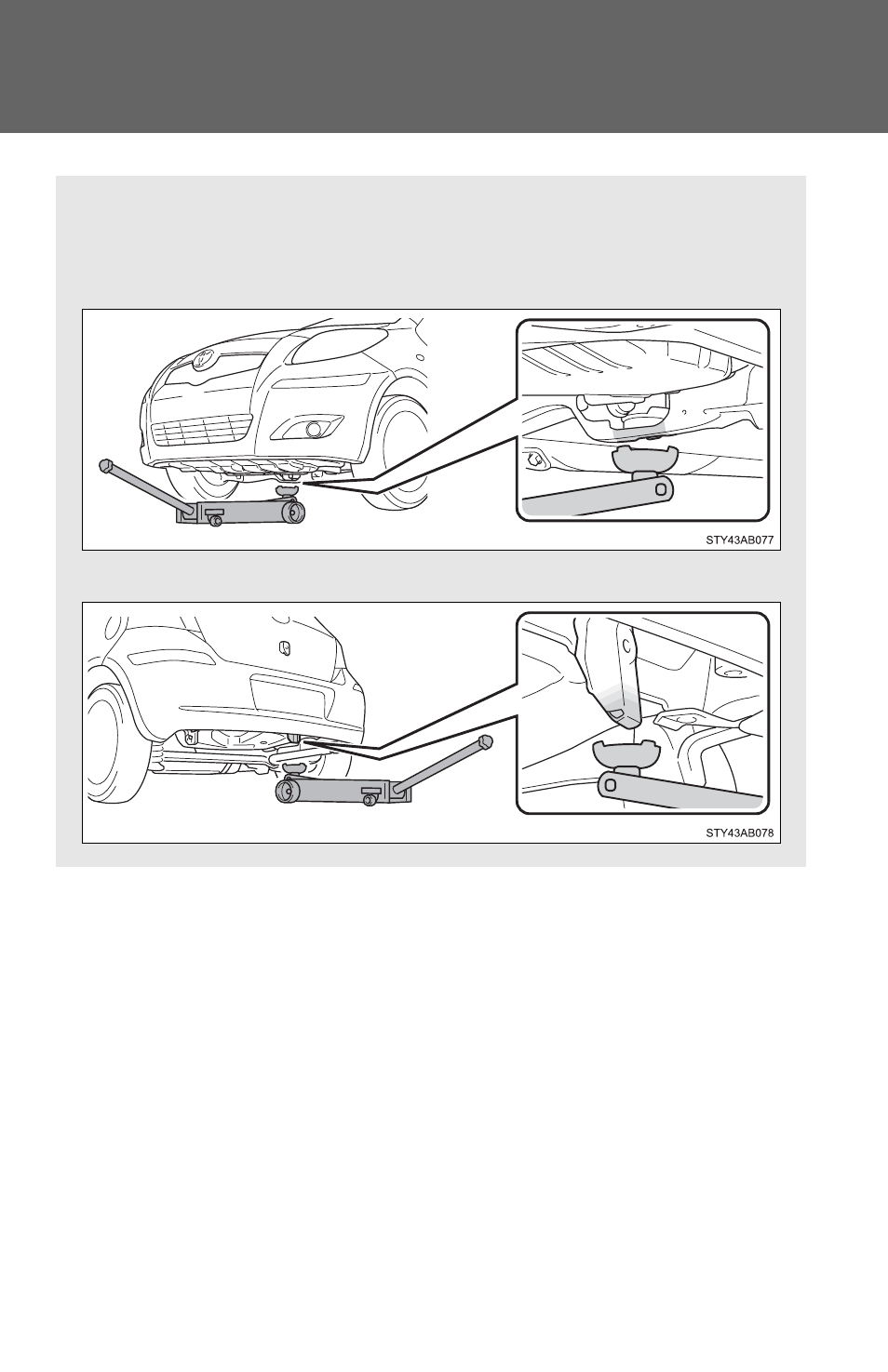 Positioning a floor jack | TOYOTA 2011 Yaris Hatchback User Manual | Page 267 / 428