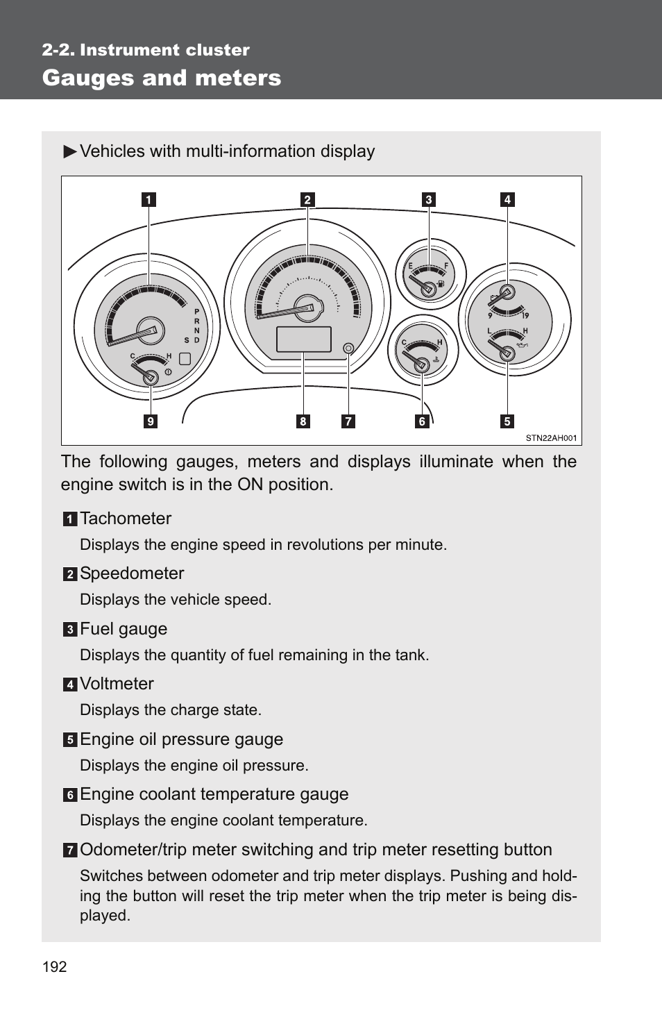 Sec_2-2, Gauges and meters | TOYOTA 2011 Tundra User Manual | Page 216 / 753
