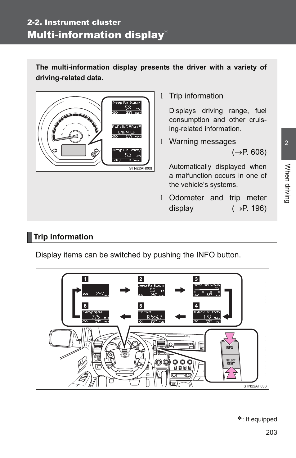 Multi-information display | TOYOTA 2011 Tundra User Manual | Page 227 / 753