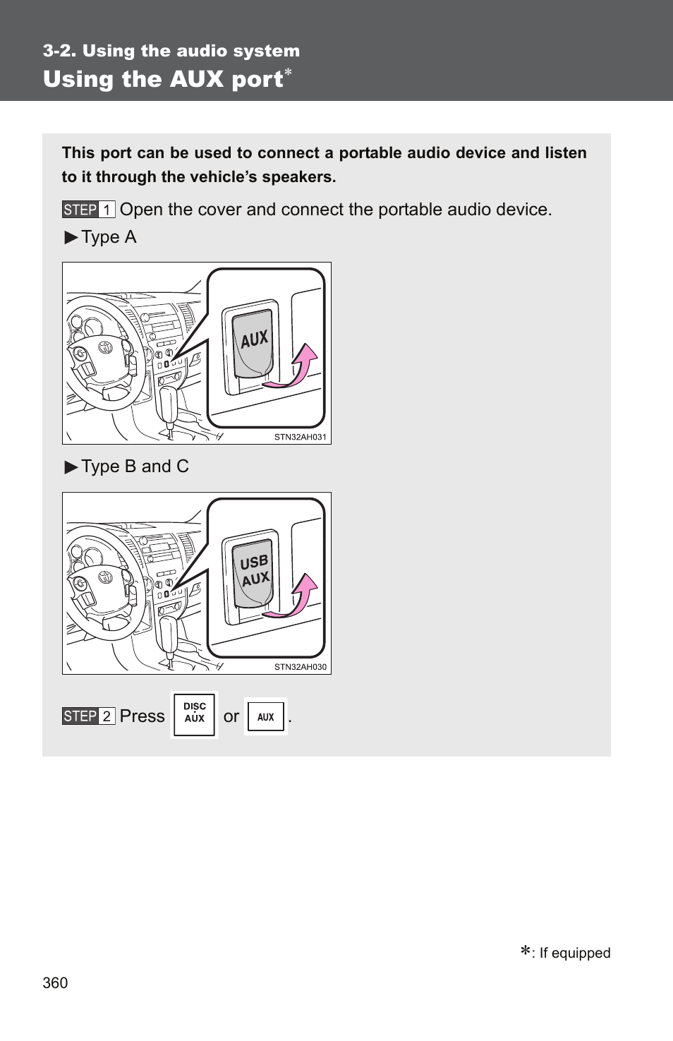 Using the aux port | TOYOTA 2011 Tundra User Manual | Page 382 / 753