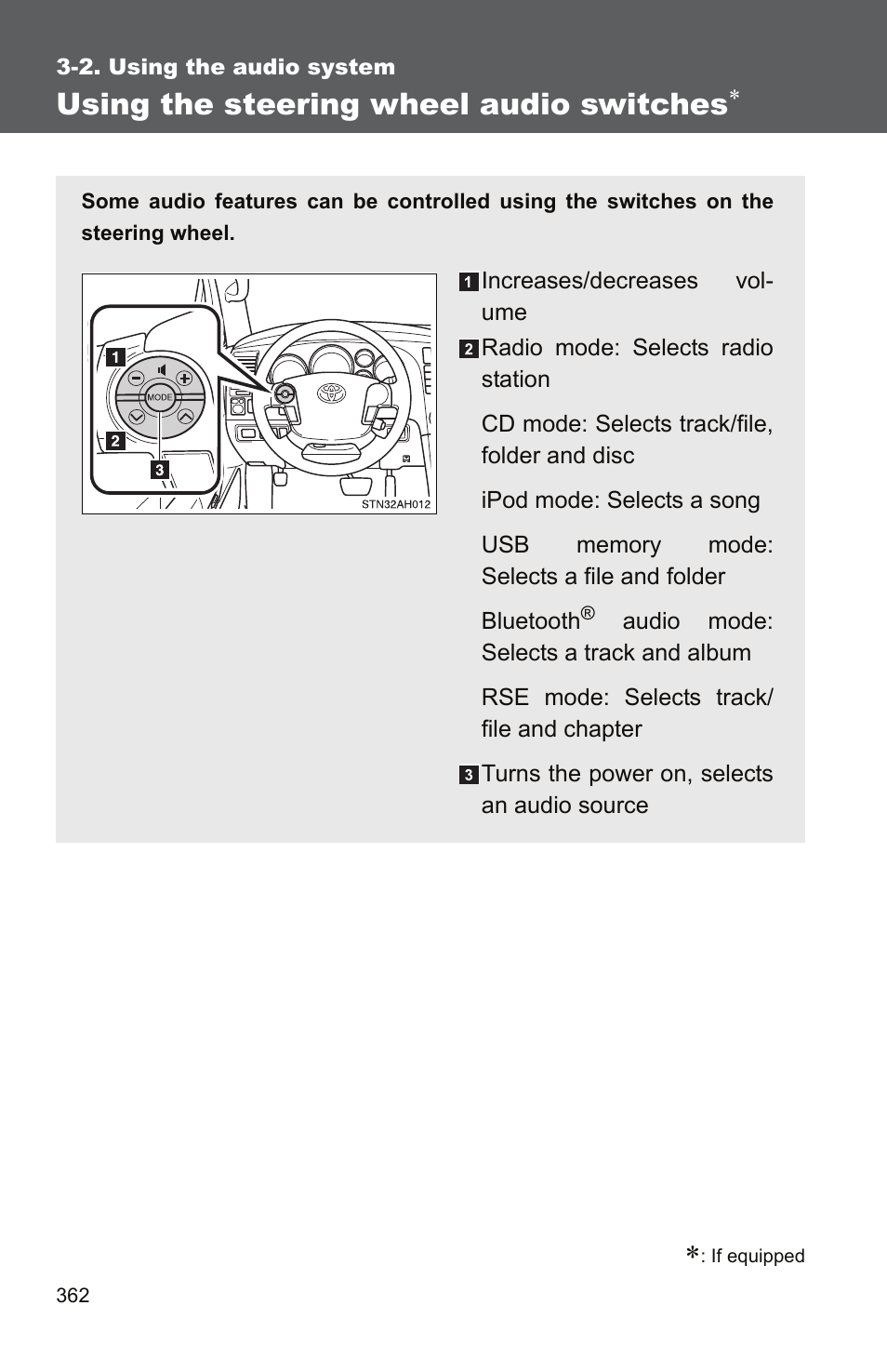 Using the steering wheel audio switches | TOYOTA 2011 Tundra User Manual | Page 384 / 753