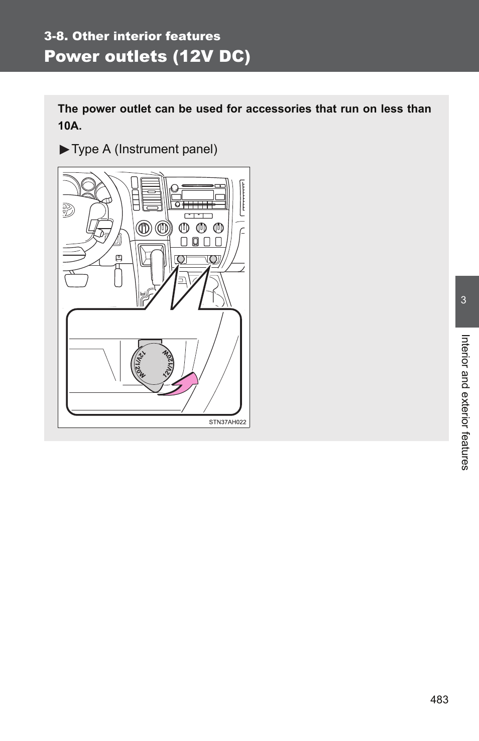 Power outlets (12v dc) | TOYOTA 2011 Tundra User Manual | Page 505 / 753