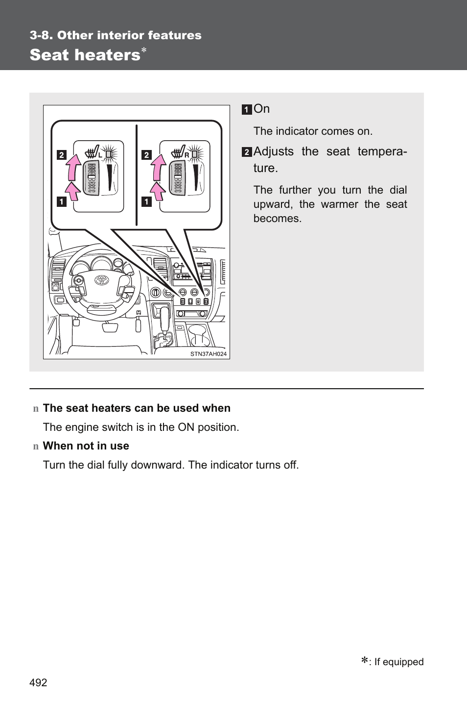 Seat heaters | TOYOTA 2011 Tundra User Manual | Page 514 / 753