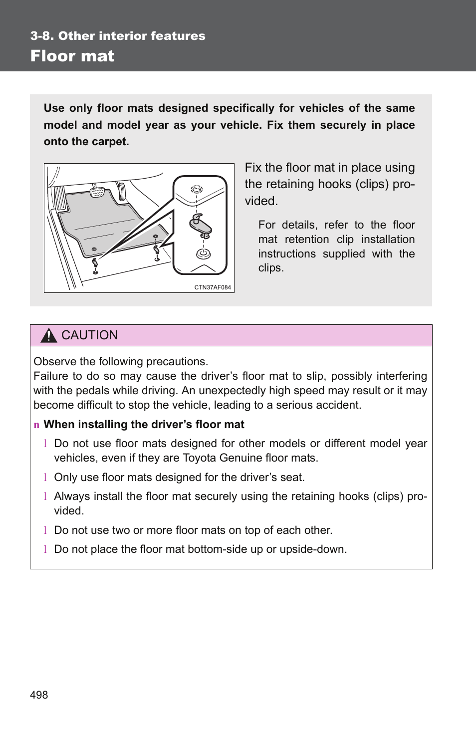 Floor mat | TOYOTA 2011 Tundra User Manual | Page 520 / 753