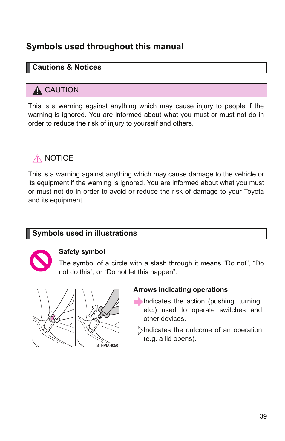 Symbols used throughout this manual | TOYOTA 2011 Tundra User Manual | Page 6 / 753