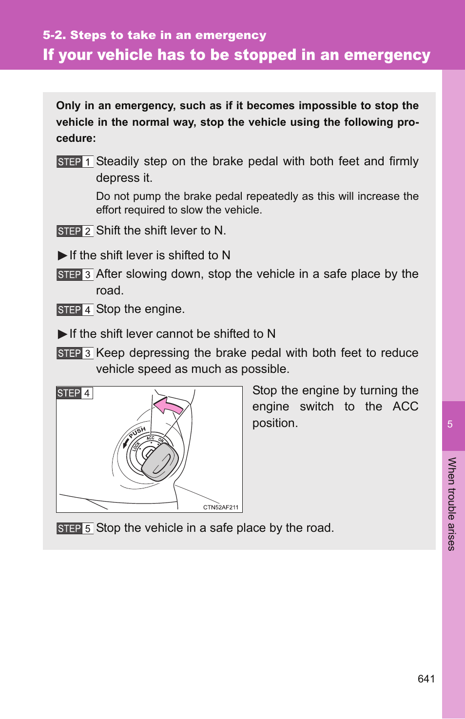 If your vehicle has to be stopped in an emergency | TOYOTA 2011 Tundra User Manual | Page 661 / 753