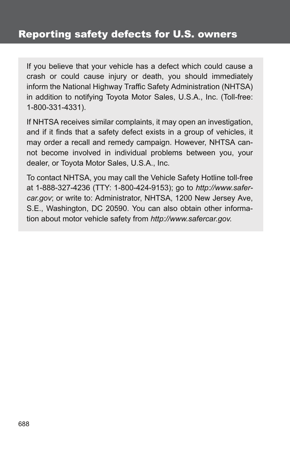 Sec_7, Reporting safety defects for u.s. owners | TOYOTA 2011 Tundra User Manual | Page 706 / 753