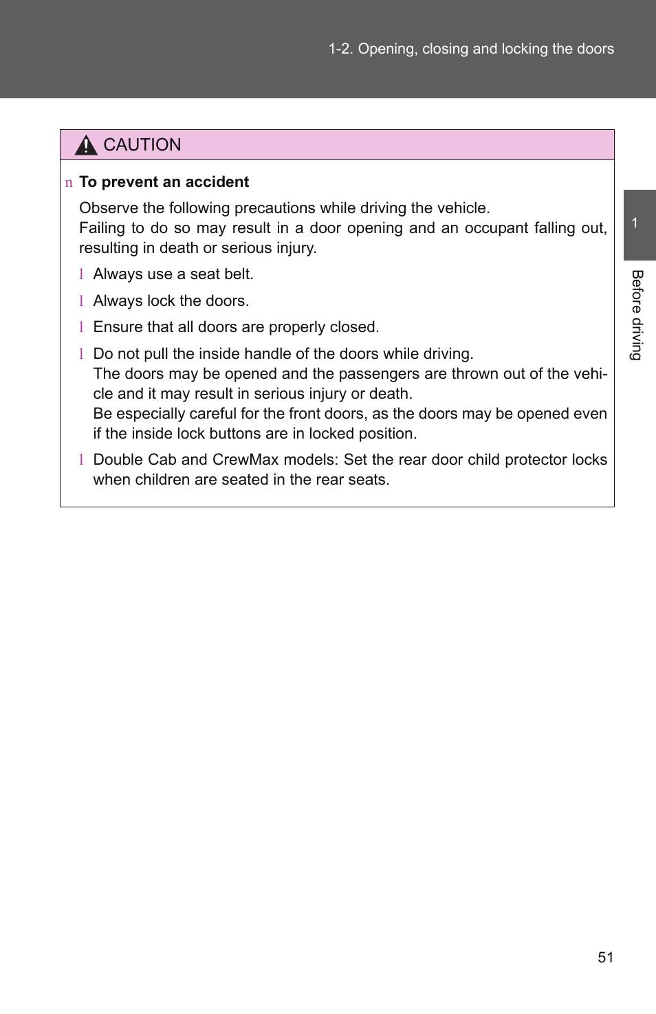 TOYOTA 2011 Tundra User Manual | Page 76 / 753