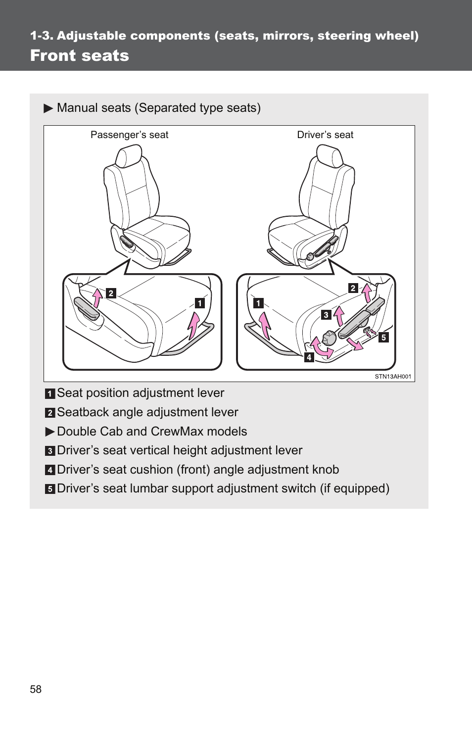 Sec_1-3, Front seats | TOYOTA 2011 Tundra User Manual | Page 83 / 753