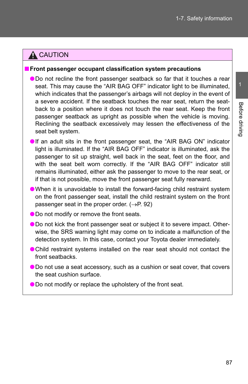 TOYOTA 2011 Matrix User Manual | Page 111 / 516