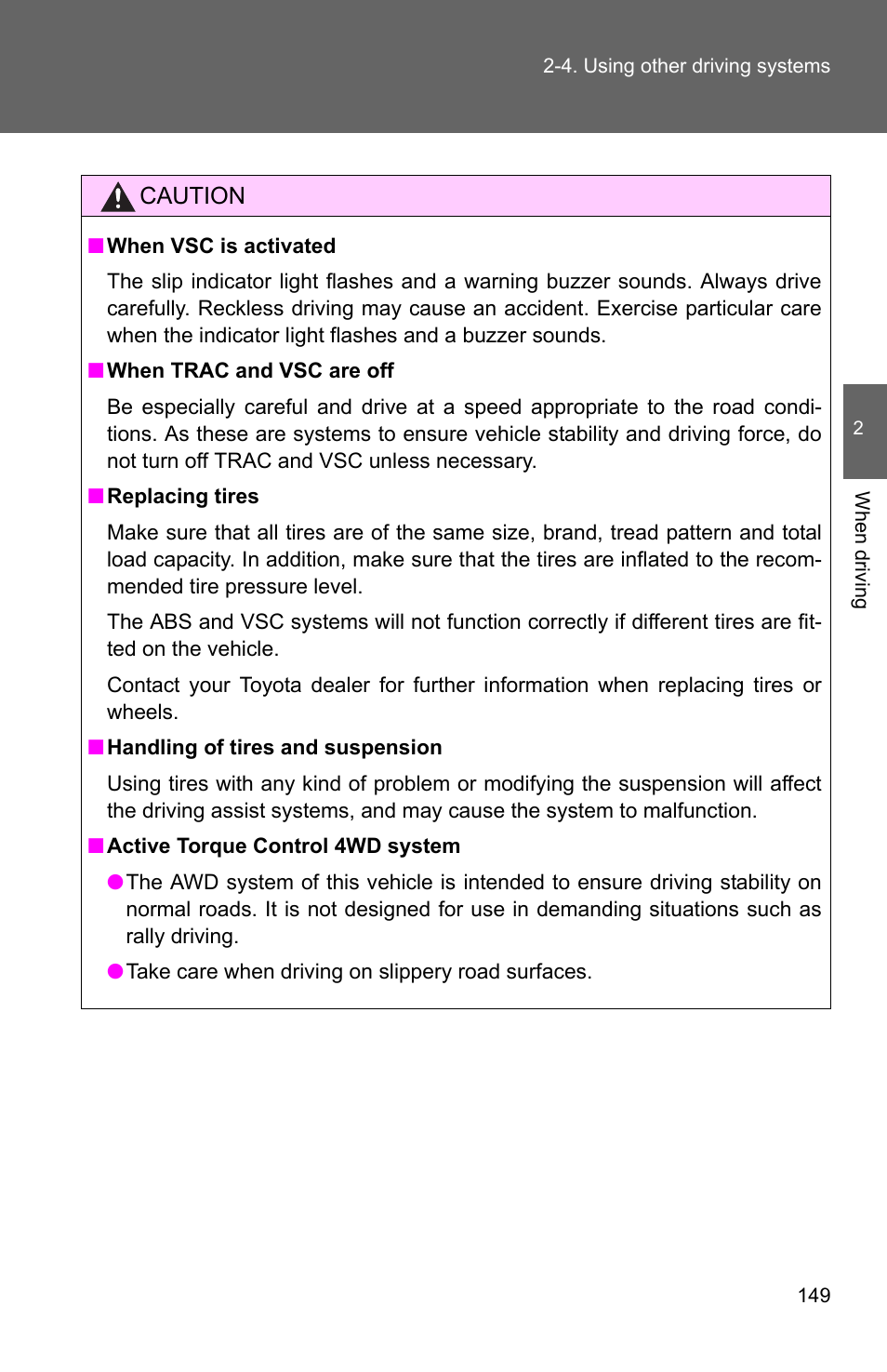 TOYOTA 2011 Matrix User Manual | Page 172 / 516