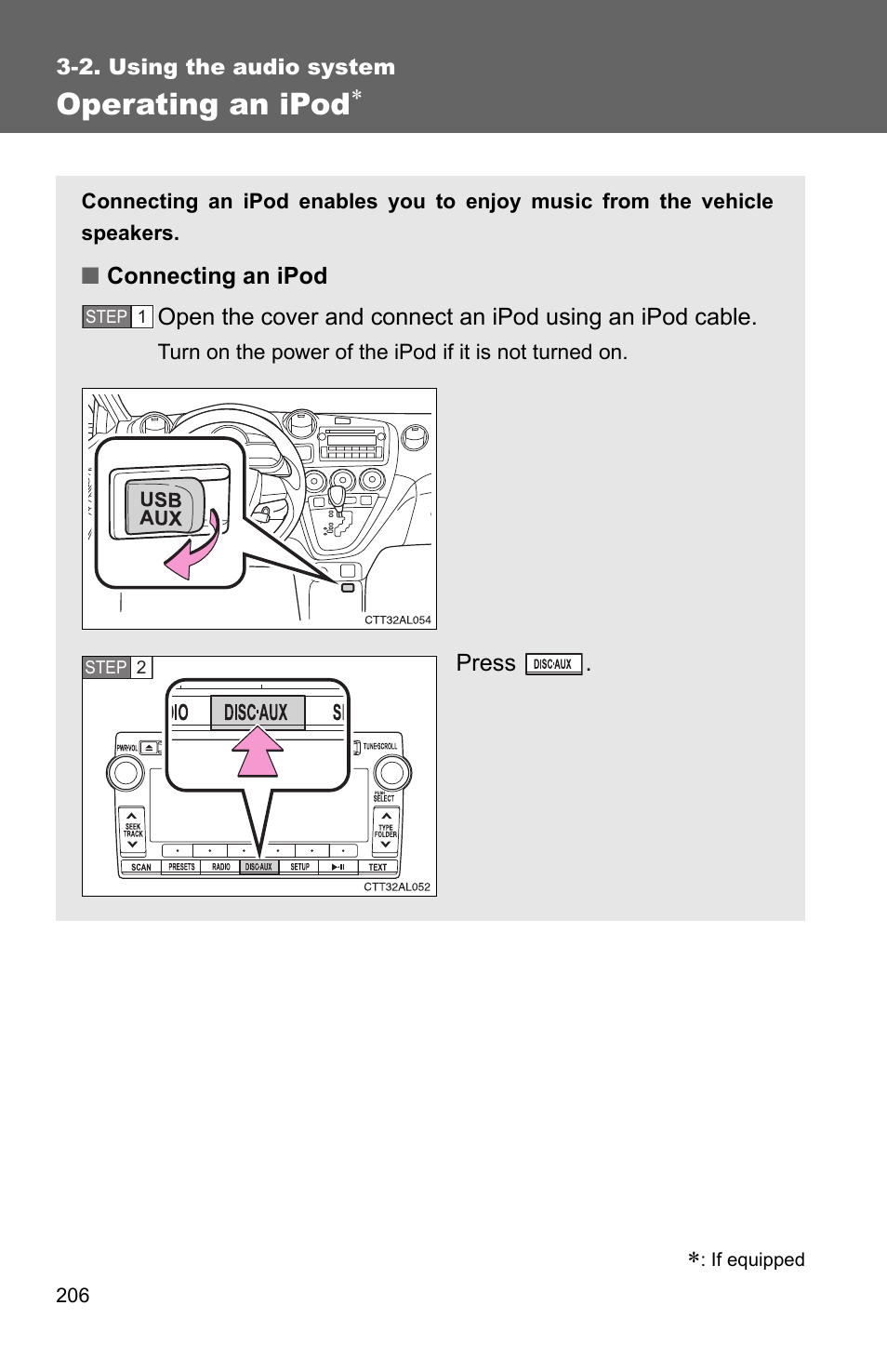 Operating an ipod | TOYOTA 2011 Matrix User Manual | Page 227 / 516