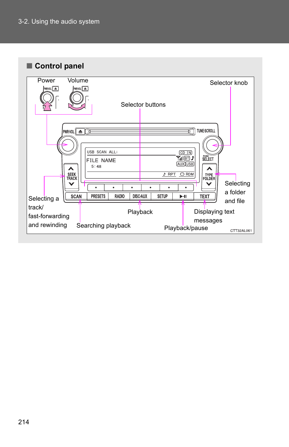 Control panel | TOYOTA 2011 Matrix User Manual | Page 235 / 516