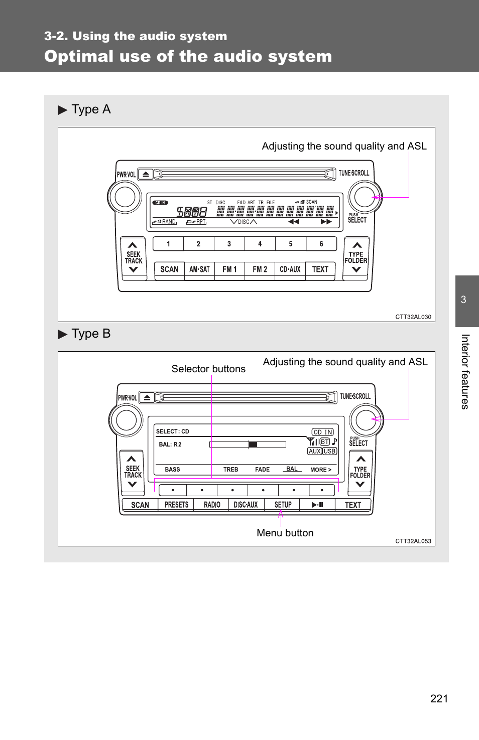 Optimal use of the audio system | TOYOTA 2011 Matrix User Manual | Page 242 / 516