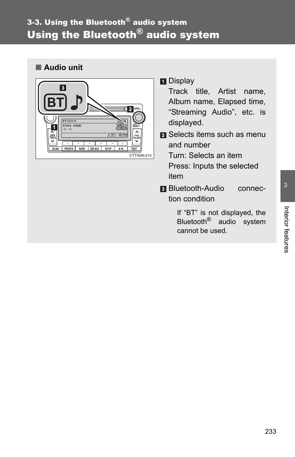 Using the bluetooth, Audio system | TOYOTA 2011 Matrix User Manual | Page 254 / 516