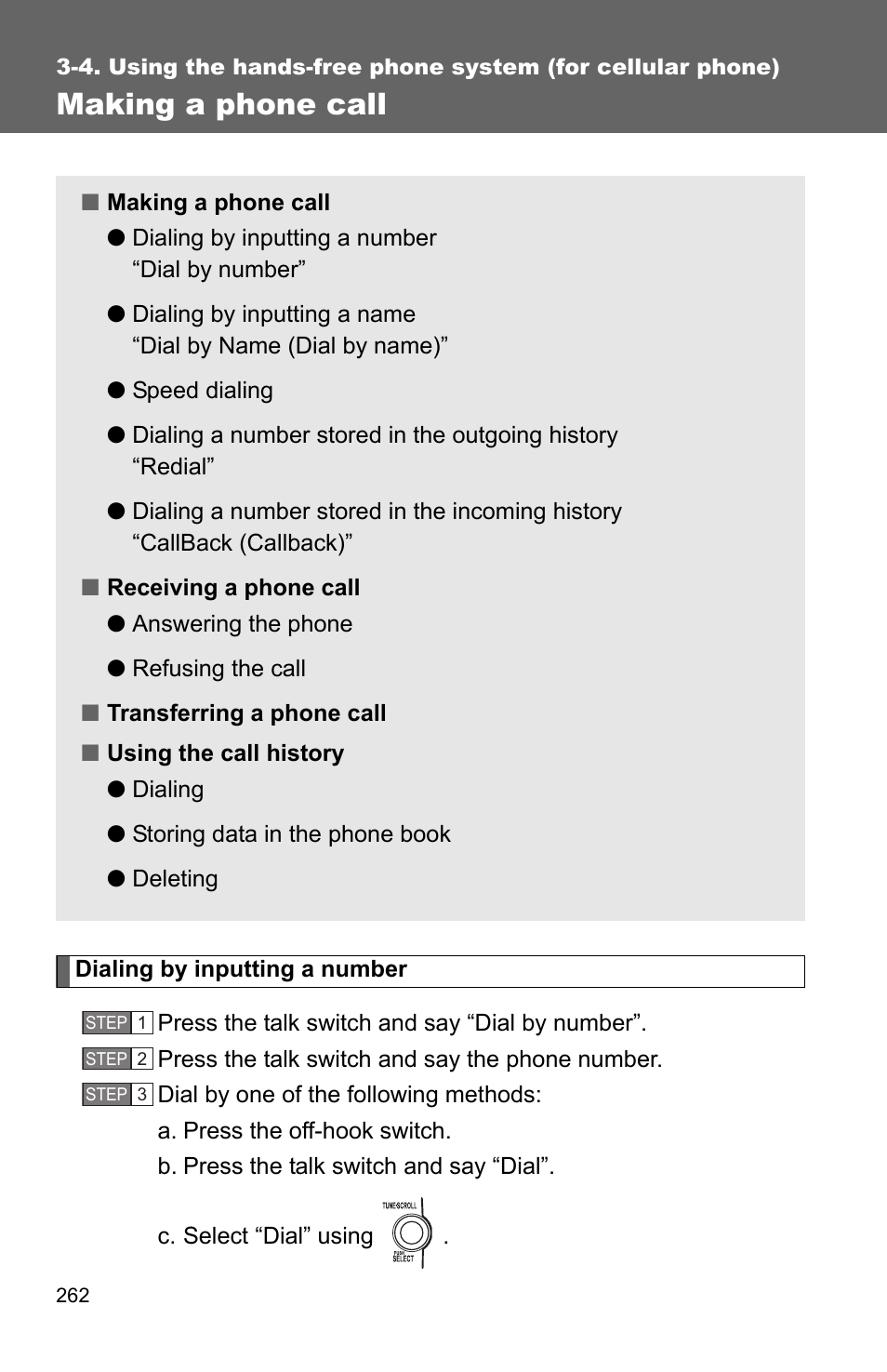 Making a phone call | TOYOTA 2011 Matrix User Manual | Page 283 / 516