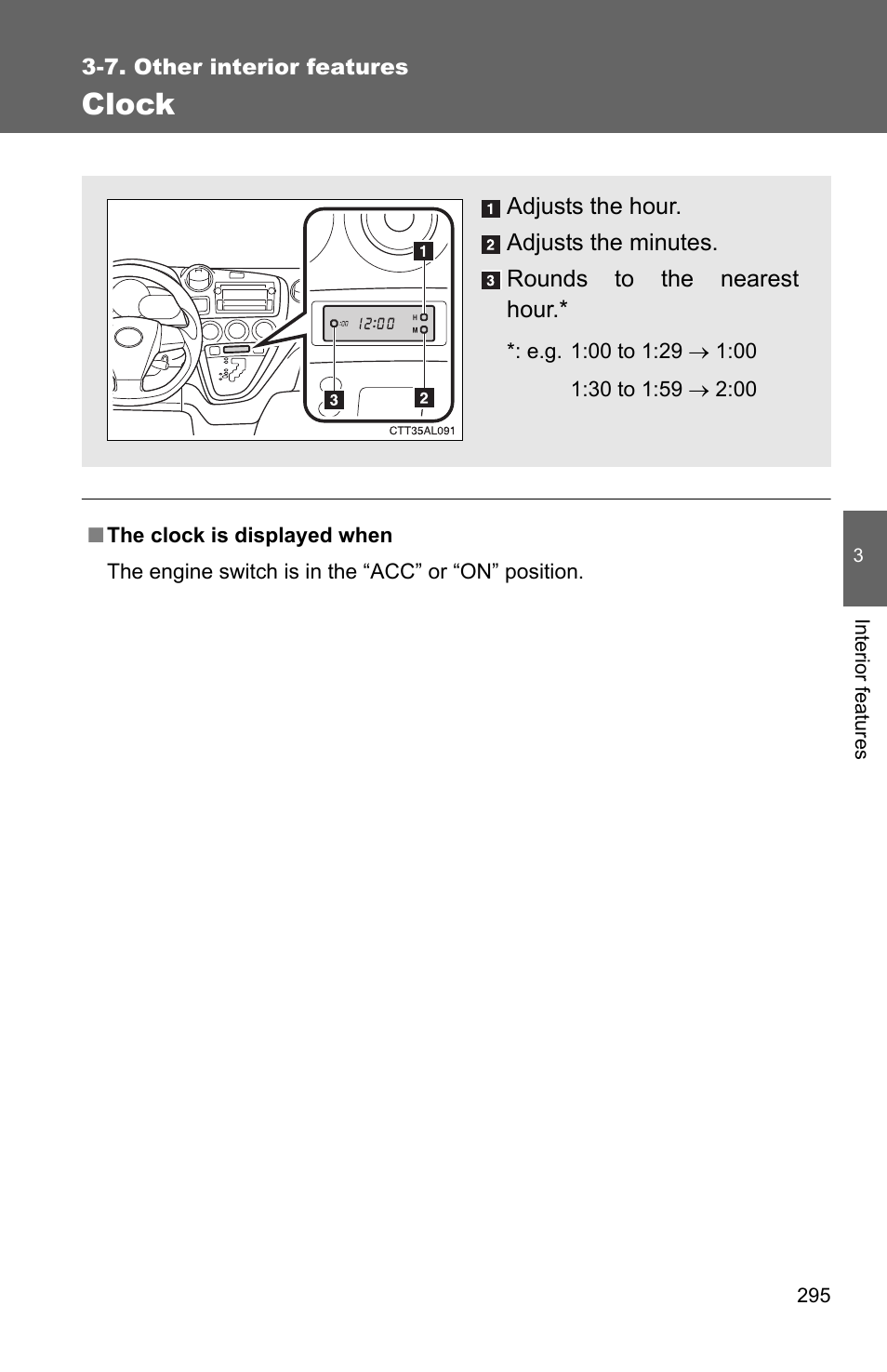 Clock | TOYOTA 2011 Matrix User Manual | Page 316 / 516