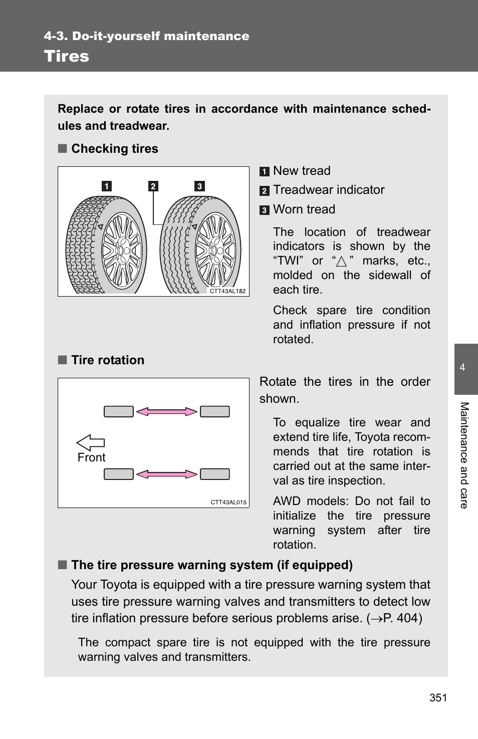Tires | TOYOTA 2011 Matrix User Manual | Page 372 / 516
