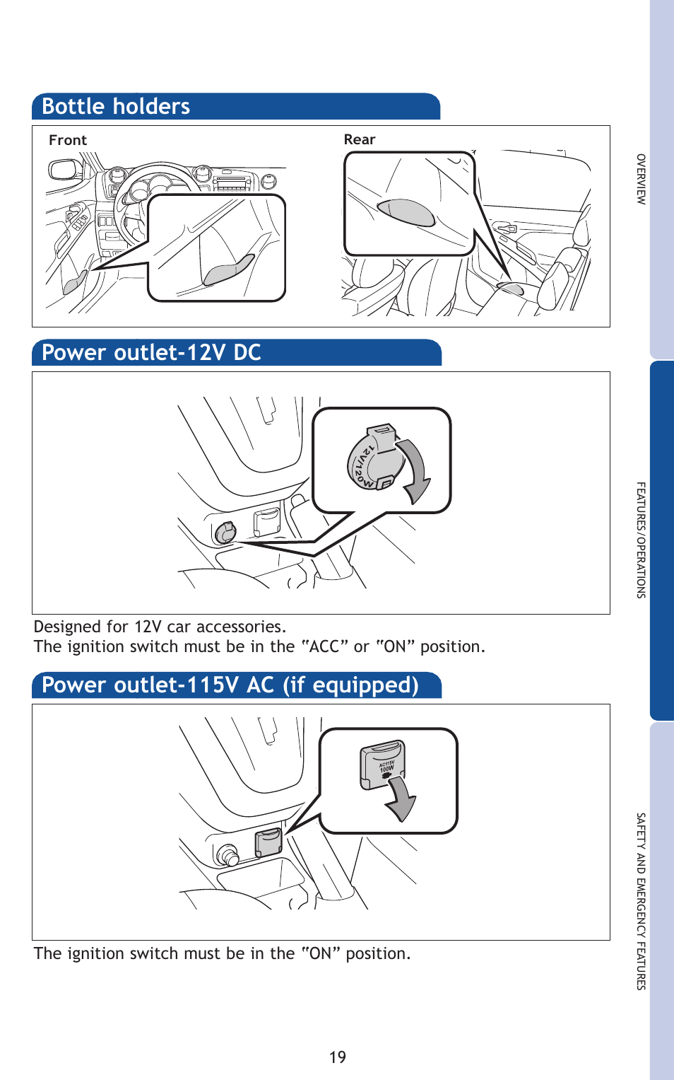 Bottle holders | TOYOTA 2011 Matrix User Manual | Page 44 / 516