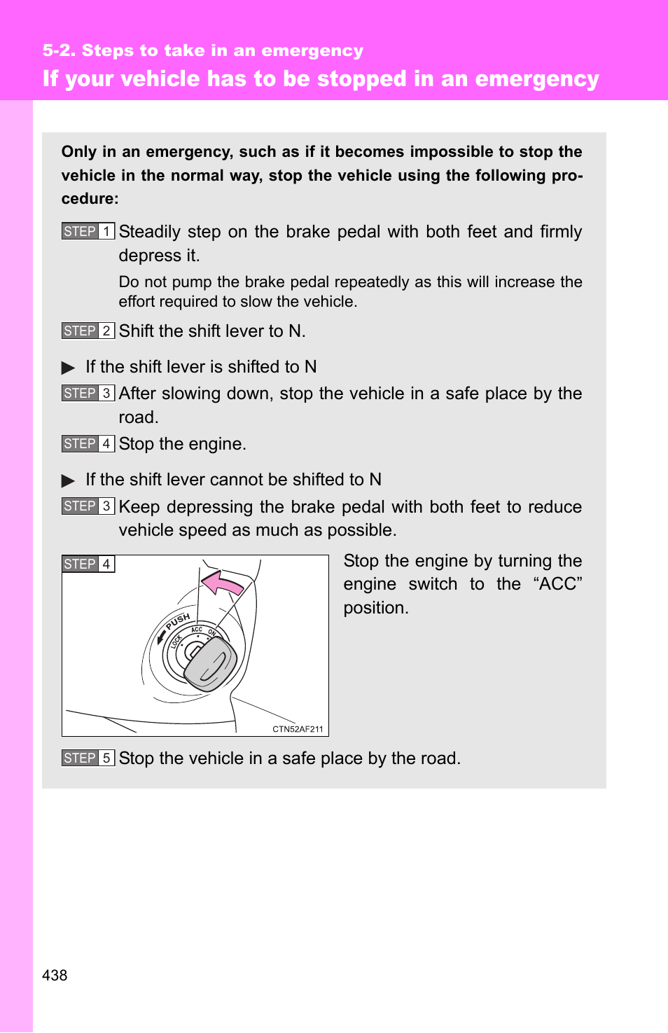 If your vehicle has to be stopped in an emergency | TOYOTA 2011 Matrix User Manual | Page 458 / 516