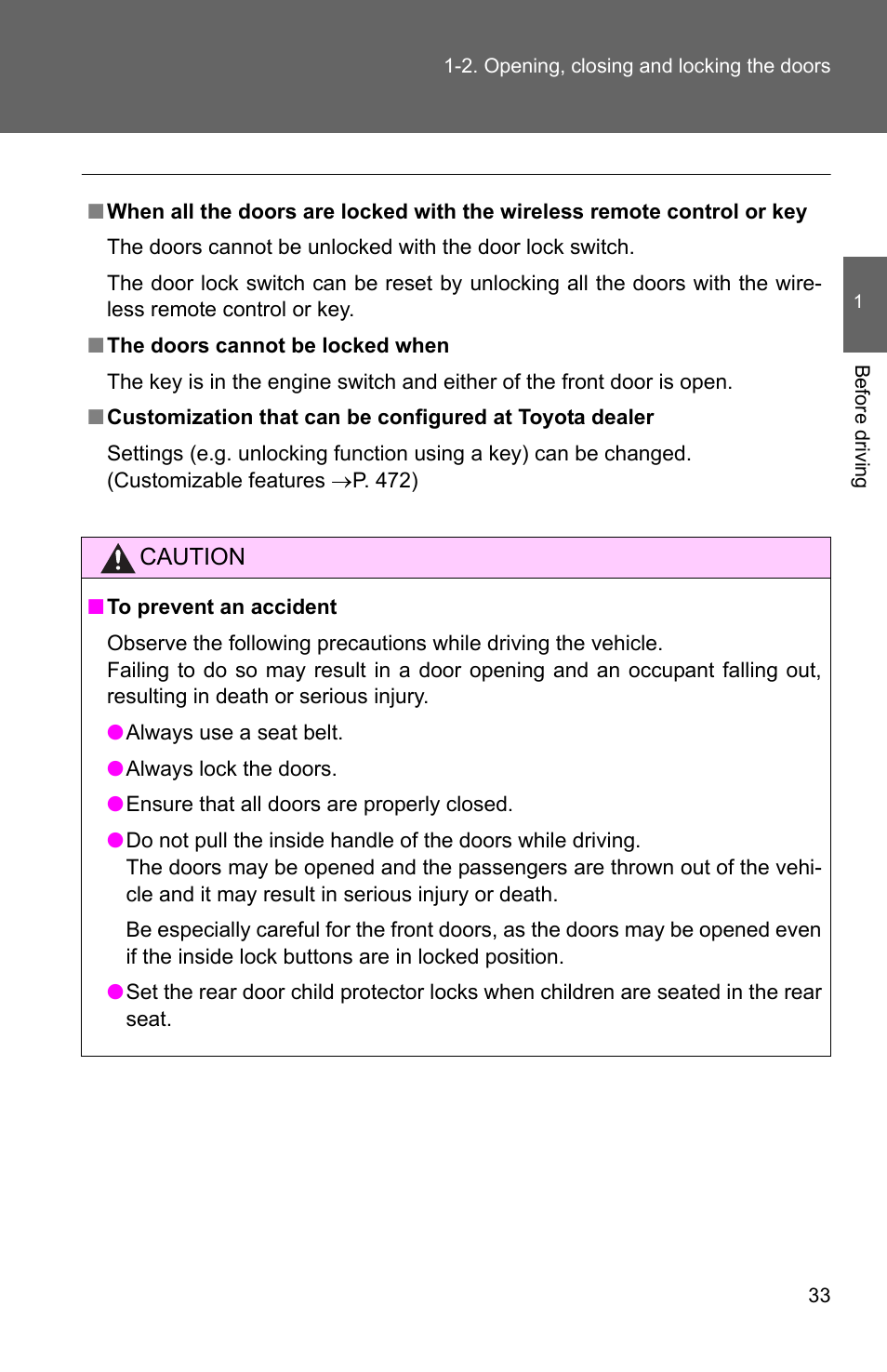 TOYOTA 2011 Matrix User Manual | Page 57 / 516