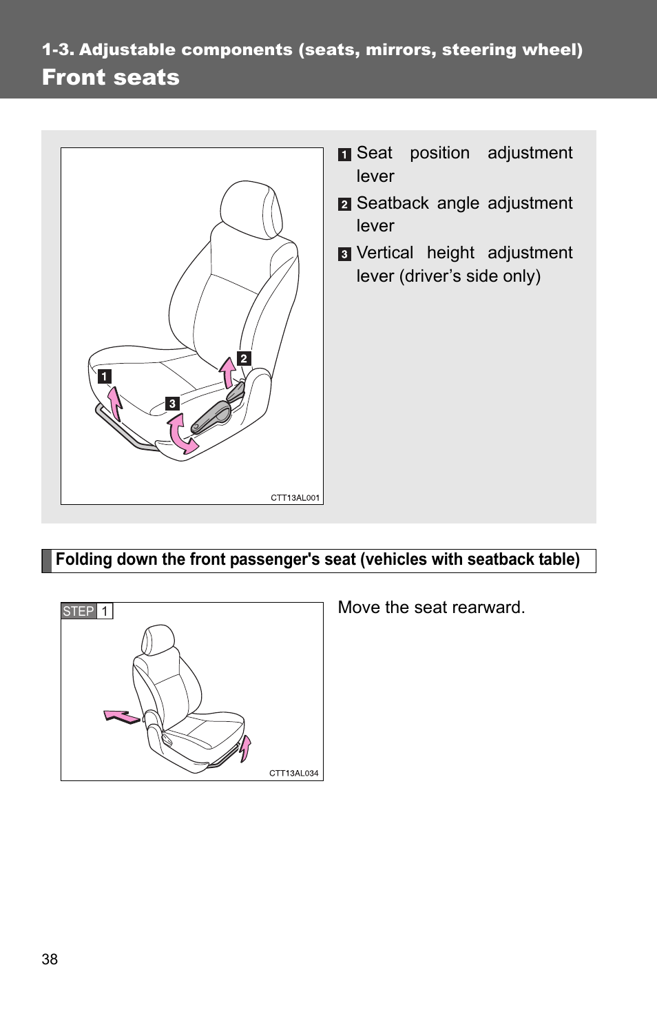 Sec_01-03, Front seats | TOYOTA 2011 Matrix User Manual | Page 62 / 516
