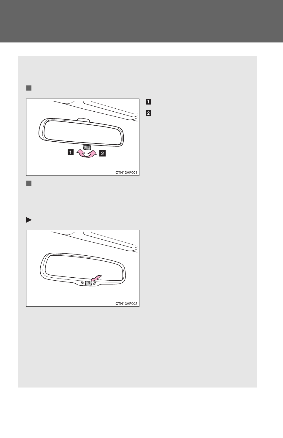 Anti-glare inside rear view mirror | TOYOTA 2011 Highlander User Manual | Page 100 / 615
