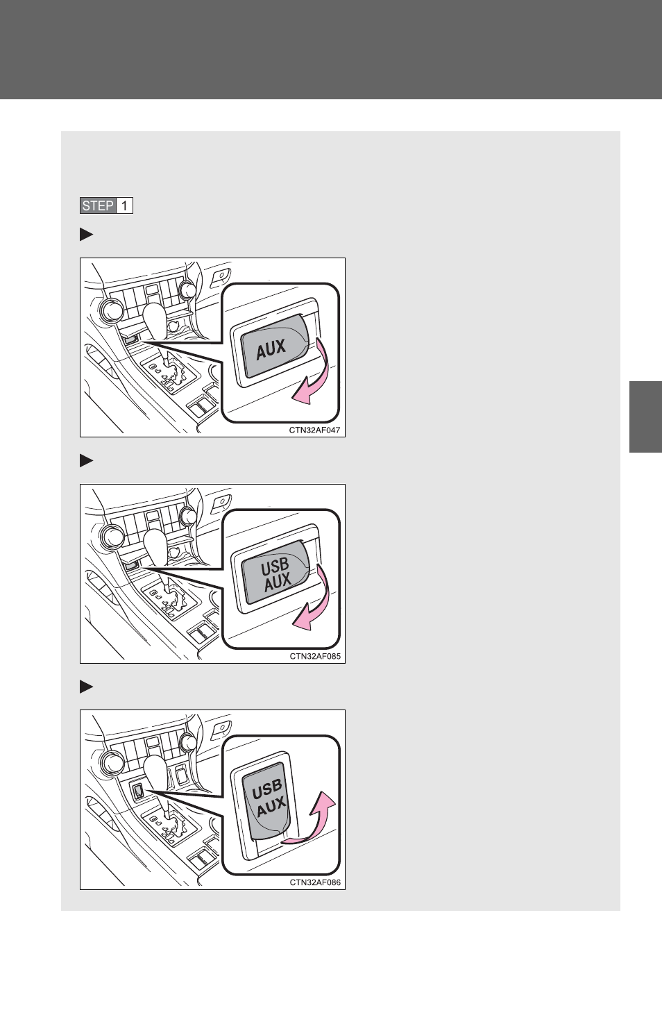 Using the aux port | TOYOTA 2011 Highlander User Manual | Page 324 / 615