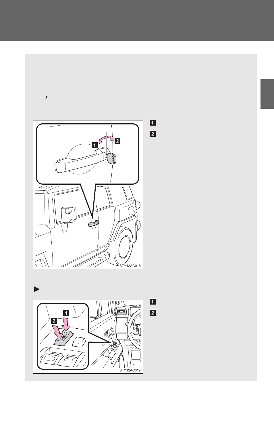 Side doors | TOYOTA 2011 FJ Cruiser User Manual | Page 52 / 543