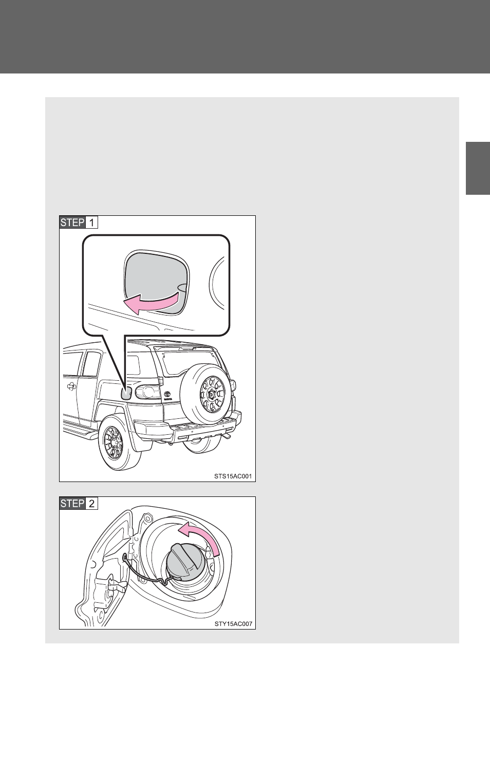 Sec_1-5, Opening the fuel tank cap | TOYOTA 2011 FJ Cruiser User Manual | Page 92 / 543