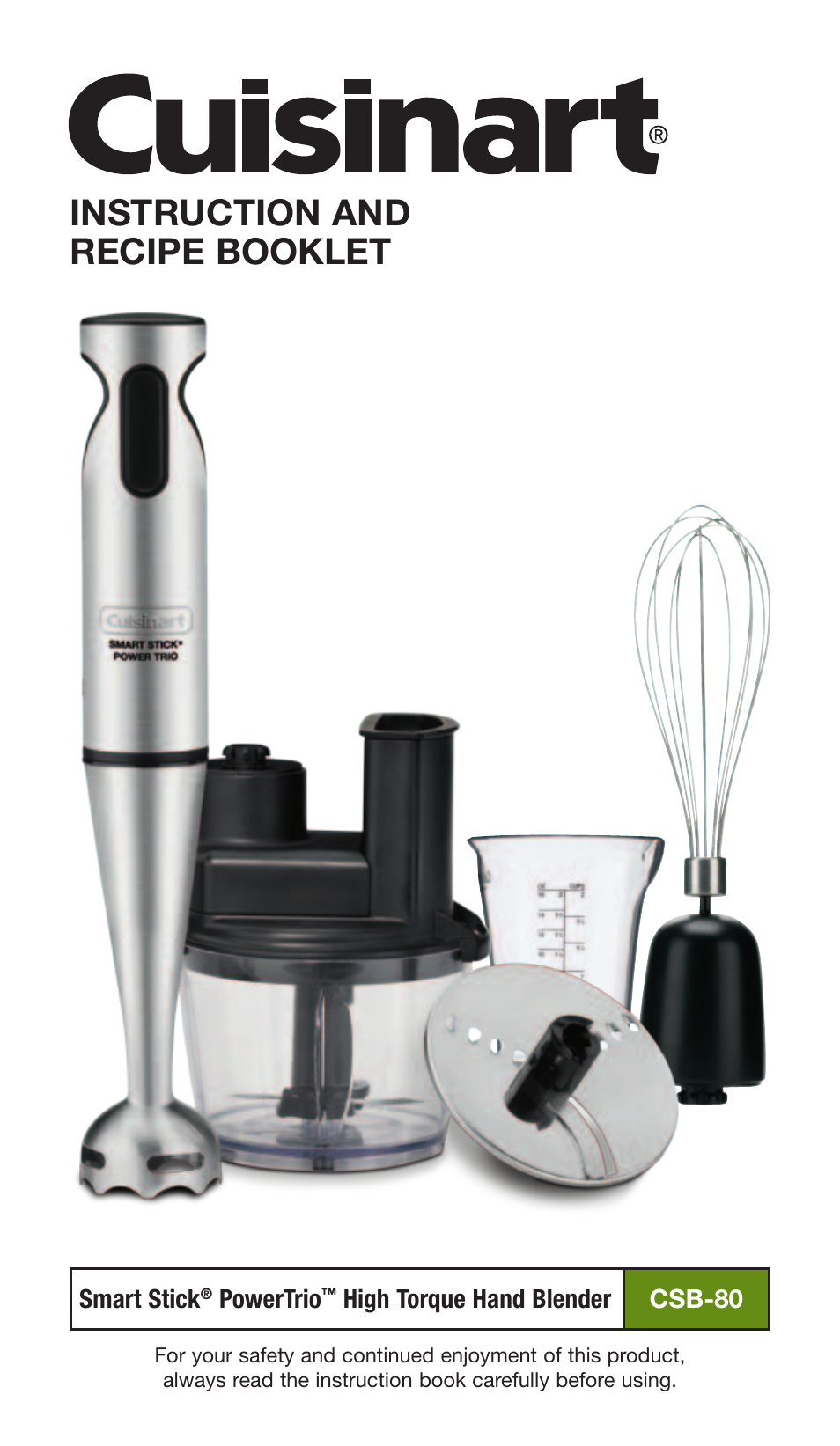 Cuisinart Smart Stick Power Trio High Torque Hand Blender CSB-80 User Manual | 37 pages